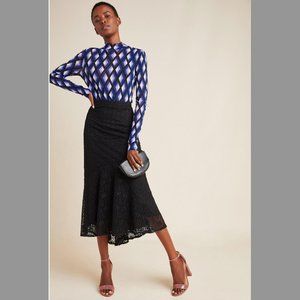 Anthropologie Maeve Viviette Flounced Lace Midi Skirt NWT